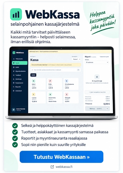 WebKassa selainpohjainen kassajärjestelmä